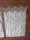 Pair Old Antique French Scalloped Top Tambour Net Lace   Satin Curtains   Rings