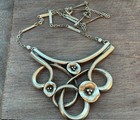 Antique Or Vintage Silver Plated Necklace On Fancy Link Chain W  Floral Bracelet