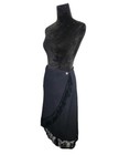 St john Sport Santana Knit Wool Blend Black Wrap Midi Skirt With Fringe Size Xl 