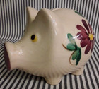 Vtg 1950s Scheurich Ceramic Pottery Piggy Bank W  Flowers   Clover Germany 791  