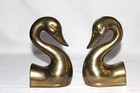 Vintage Solid Brass Swan Bookends Mcm Hollywood Regency Art Deco 2 9  Pounds
