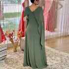 Elegant Olive Green Mother Of The Bride With Cape Ruched Chiffon Evening Gown