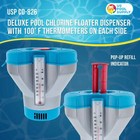 Deluxe Pool Cleaner Floater Dispenser  Dual Thermometers  Holds 3   4  Tablets