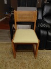 Antique 1920s Ribboned Flame Mahogany Dining Table Set 3 Leaf 5cane Back Chairs
