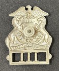 Vintage Police Fire  Hat Badge  Independence Liberty Virtue  Silver Tone  111