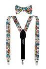 Boys  Cotton Floral Suspenders And Bow Tie For Kids Medium 71-navy Coral