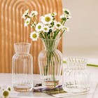 Mini Transparent Glass Vase Retro Striped Hydroponic Plant Dinner Table Decor