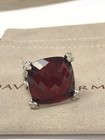 David Yurman Sterling Silver 20mm Chatelaine Ring With Garnet   Diamond Size 8