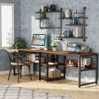 Tribesigns Vintage 2 Person Computer Desk For Home Office With Bottom Bookshelf