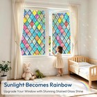 Rabbitgoo Stained Glass Window Film Rainbow Lattice Static Cling Decal Removable