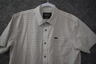 O neill Button Up Trvlr Series Shirt Small Ivory Striped Short Sleeve Surf Mens