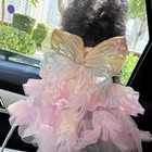 Puppy Lace Skirt Dog Clothes Harness Dress With Butterfly Vest Size Xs-3xl