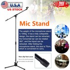 Professional Tripod Mic Stand Adjustable Holder Floor Microphone Boom Arm Black