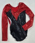 Gk Elite Gymnastics Leotard Competition Swarovski Rhinestone Bling Black Red Cm
