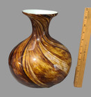 Mid-century Modern Murano Style Blown Spiraled Art Glass Earth Colors Vase 12  