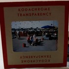 1950s Kodachrome Red Border Slide Women Sitting Waiting Amusement Park