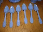 T6 Vintage Irwin Child s Blue Plastic Dishes Tea Set Utensils 34pcs