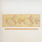 1907 Antique Rand Mcnally World Travel Chart   Distance Table Map 18x42