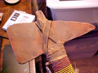 1920s Native American Reservation Iron Head Tomahawk Axe Beads   Feather Work