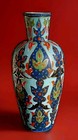 Antique Thomas Webb Moroccan Enameled Art Glass 11   Tall Vase  England 19thc 