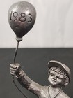 Michael Ricker Signed Pewter 5 5  Statue - Boy With Balloon 1983   283