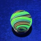 Contemporary Handmade Art Glass Marble  73  Light Blue Orange Uv Green Swirl Mib