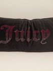 Juicy Couture Black Body Pillow Pink Ombre Rhinestone Logo Decorative Velour Y2k