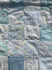 Flannel Handmade Baby Blanket Quilt Noahs Ark Animals Blue White 31 x40  Vtg