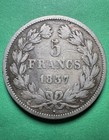 1837 France 5 Francs Silver Philippe Coin