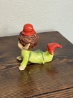 Vintage Lefton Elf Pixie Ceramic Figurine Red Hat Green Christmas Japan