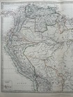 1884 South America  North Part Hand Coloured Original Antique Map By Johnston