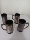 4 Vintage West Bend Thermo Serv Mcm Coffee Mugs Silver Plate  