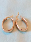 Vintage Gold Washed Solid Sterling Silver Thick Wide Hoop Earrings Pierced Ears