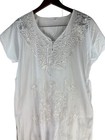 Mexican Women s Tunic  Handmade  Hand-embroidered  Unknown Fabric  Size L  White