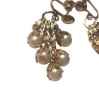 Vintage Faux Pearl Dangle Screw Back Earrings Gold Tone Cluster Fringe