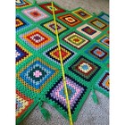 Handmade Granny Square Tassel Crochet Afghan Throw Blanket Colorful 60 X 100 