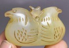 4cm Old Chinese Hetian Jade Dynasty 2 Mandarin Duck Bird Love Pendants