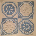 Framed Matted Crocheted Lace Doily Blue And Pink 14 