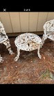 Vtg Victorian Cast Iron   Aluminum Grape Leaf Vine Table   Chairs