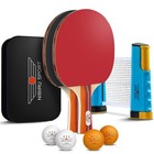 Table Tennis Paddle Set - Rackets  Net  Balls   Carry Case For Ping Pong Play