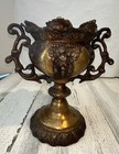 Antique Brass bronze Ornate Cast Pedestal Jardiniere Planter W cherubs 1800   s