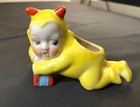 1950   s Yellow Devil Baby Pixie Elf Hand Painted Figurine Planter 