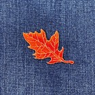 Oak Leaf Applique Patch - Embroidered Orange Autumn Fall Badge 2-7 8   iron On 