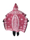 Mexican Poncho With Hood   Virgen De Guadalupe   Blanket   One Size   Soft Pink