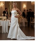Size 10 White Strapless Wedding Gown Sequined Minimalist Romantic Fairytale