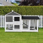 61  Wooden Rabbit Hutch Cage Chicken Coop Hen House For Small Pet Animals Gray