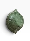 Rare Find Green Leaf Glass Platter Sectional Serving Tray Kitchen Art Glassware