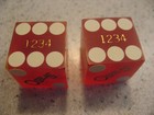 O sheas Casino Las Vegas Pair Of Red Dice With Green Logo Gold Letters Match  s