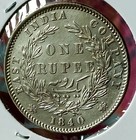  dbb10 east India Company 1840 Victoria Queen Silver Rupee Indian Head 28 Berry