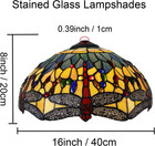 Dragonfly Style Stained Glass Lamp Shade Replacement Only 16x8 Inch Tiffany L   